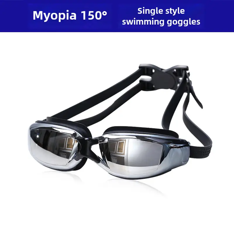 Genuine Flying Goggles Men's and Women's Large Frame Electroplated Myopia Swimming Glasses Flat Light Swimming Glasses Waterproof Anti-fog HD