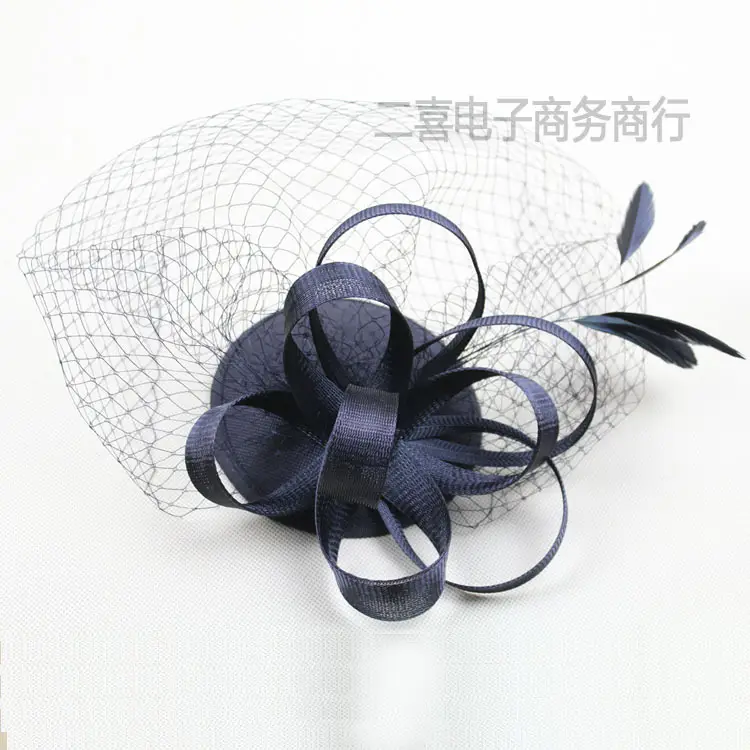 Bridal Feather Gauze Hat White European Hair Accessory - Image 6