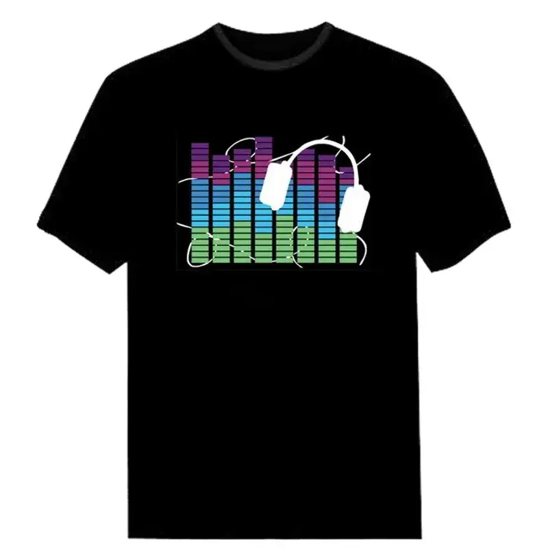 Men's Black Disco Net T-Shirt with Voice Control Graphic