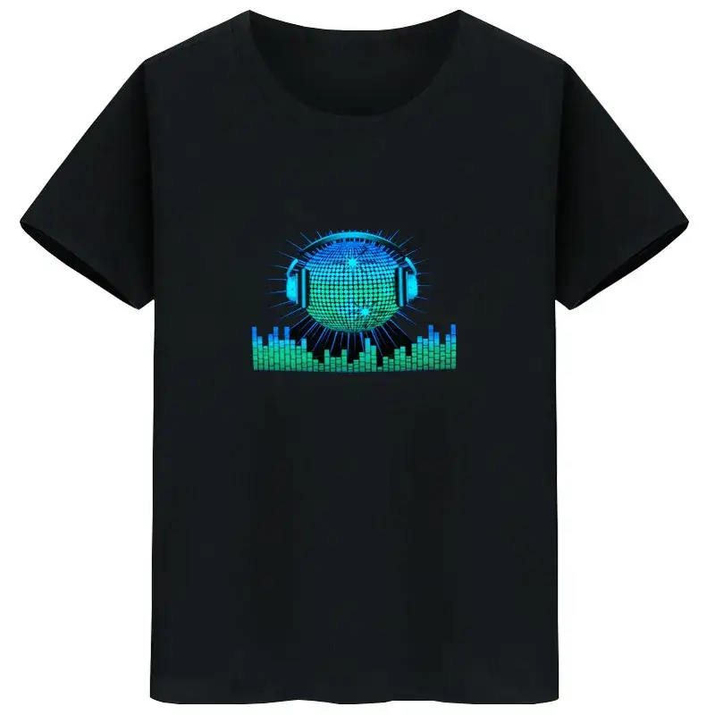 Men's Black Disco Net T-Shirt with Voice Control Graphic