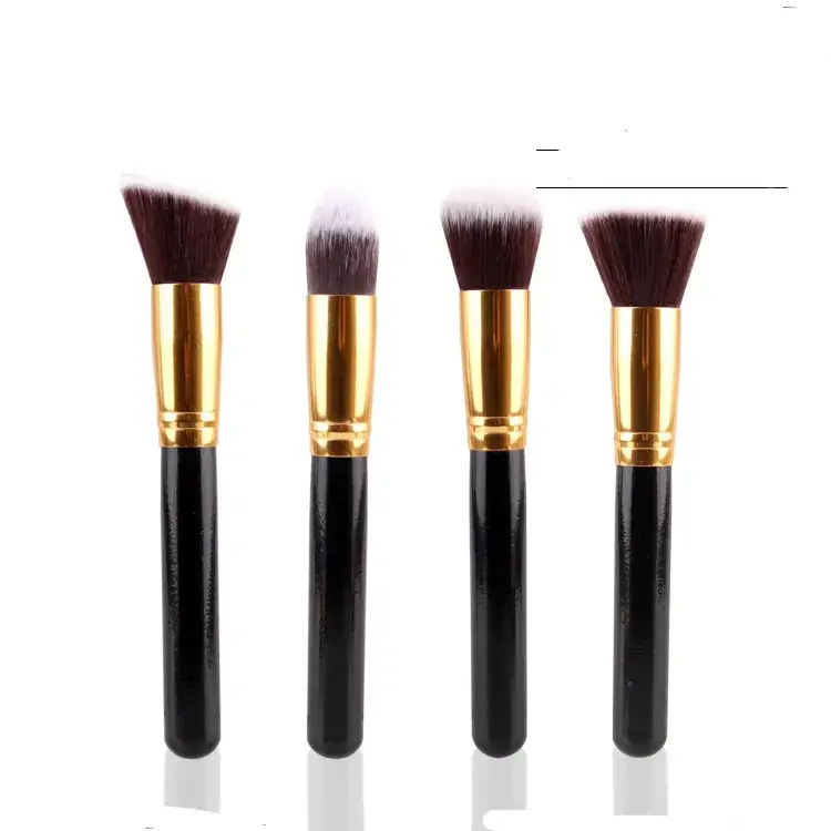 4 Pointed Makeup Brushes Set Gold Black - Image 3
