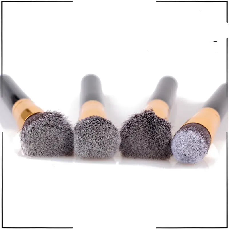 4 Pointed Makeup Brushes Set Gold Black - Image 4