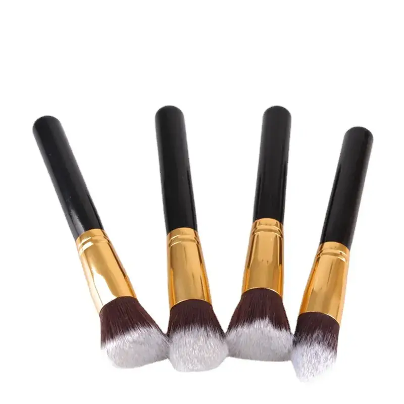 4 Pointed Makeup Brushes Set Gold Black - Image 6