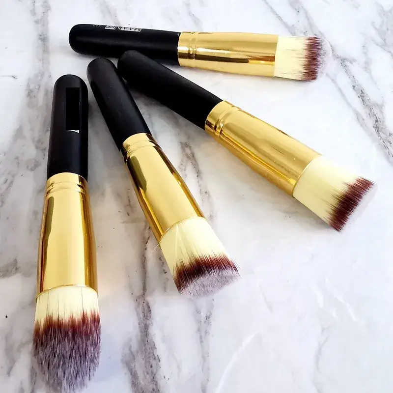 4 Pointed Makeup Brushes Set Gold Black