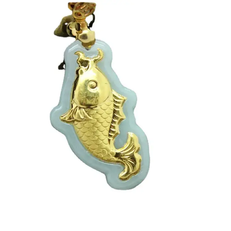 Gold Inlaid Jade Carp Pendant for Men Women - Image 5