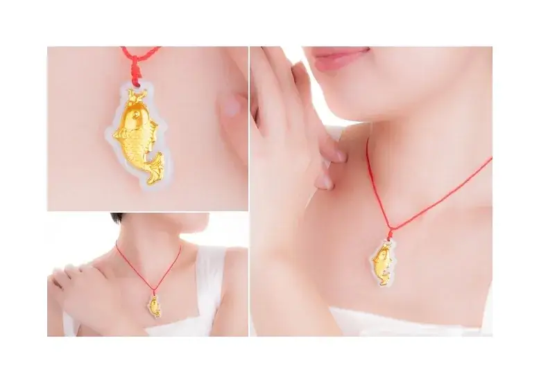 Gold Inlaid Jade Carp Pendant for Men Women — feature 1