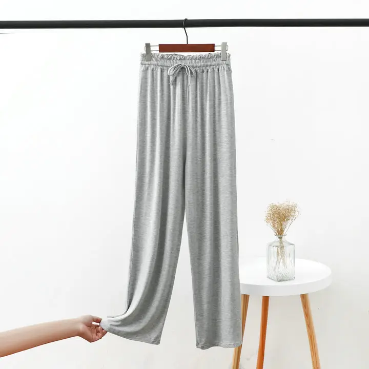 Women's Grey Modal Loose Yoga Pants Wide Leg Casual - Image 6