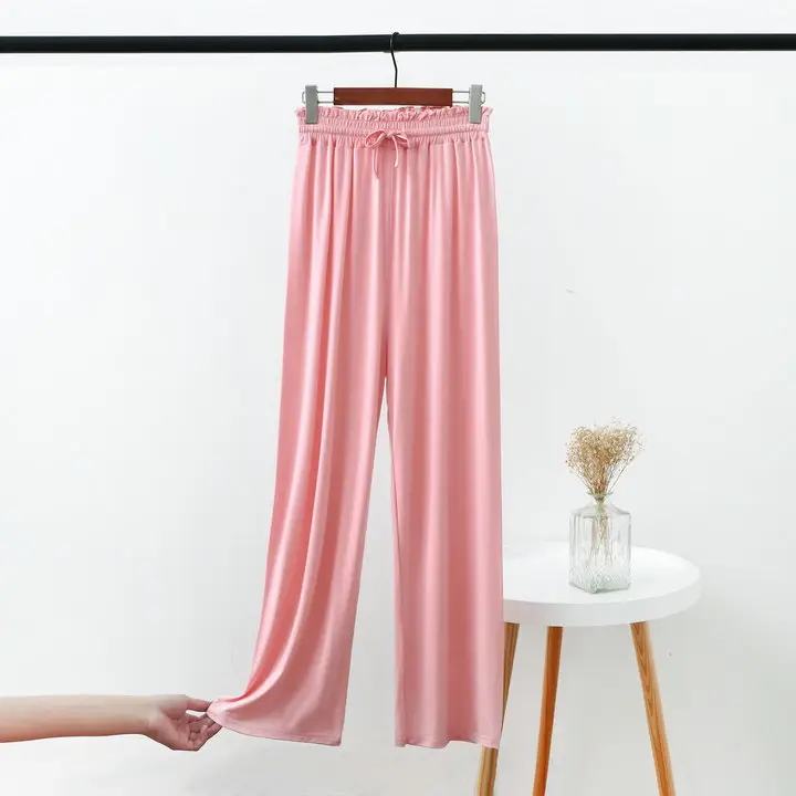 Women's Grey Modal Loose Yoga Pants Wide Leg Casual - Image 7