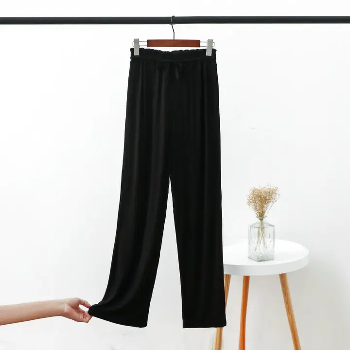 Women's Grey Modal Loose Yoga Pants Wide Leg Casual - Image 8