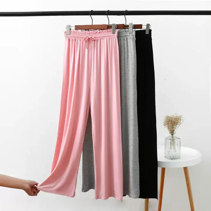 Women's Grey Modal Loose Yoga Pants Wide Leg Casual — feature 4