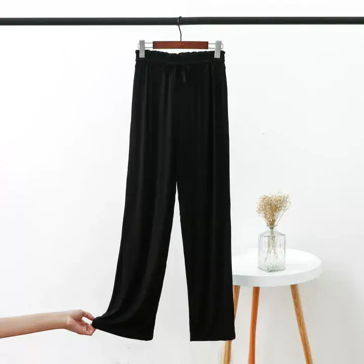 Women's Grey Modal Loose Yoga Pants Wide Leg Casual — feature 5