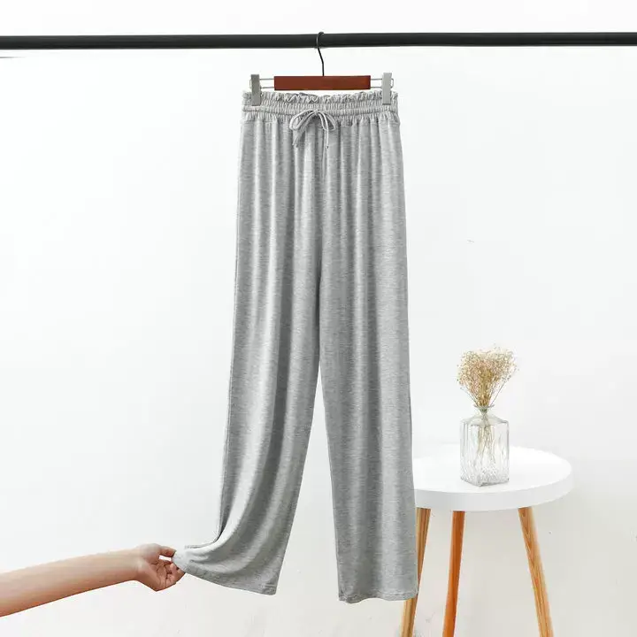 Women's Grey Modal Loose Yoga Pants Wide Leg Casual — feature 6