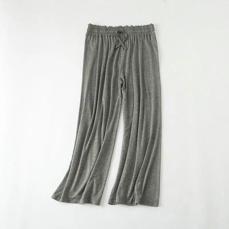 Women's Grey Modal Loose Yoga Pants Wide Leg Casual - Image 4