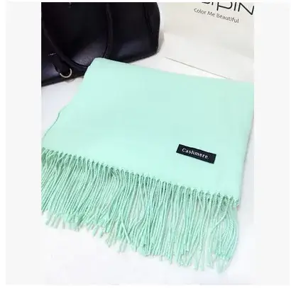 Women Wool Blend Scarf Mint Tassel Winter Warm - Image 6
