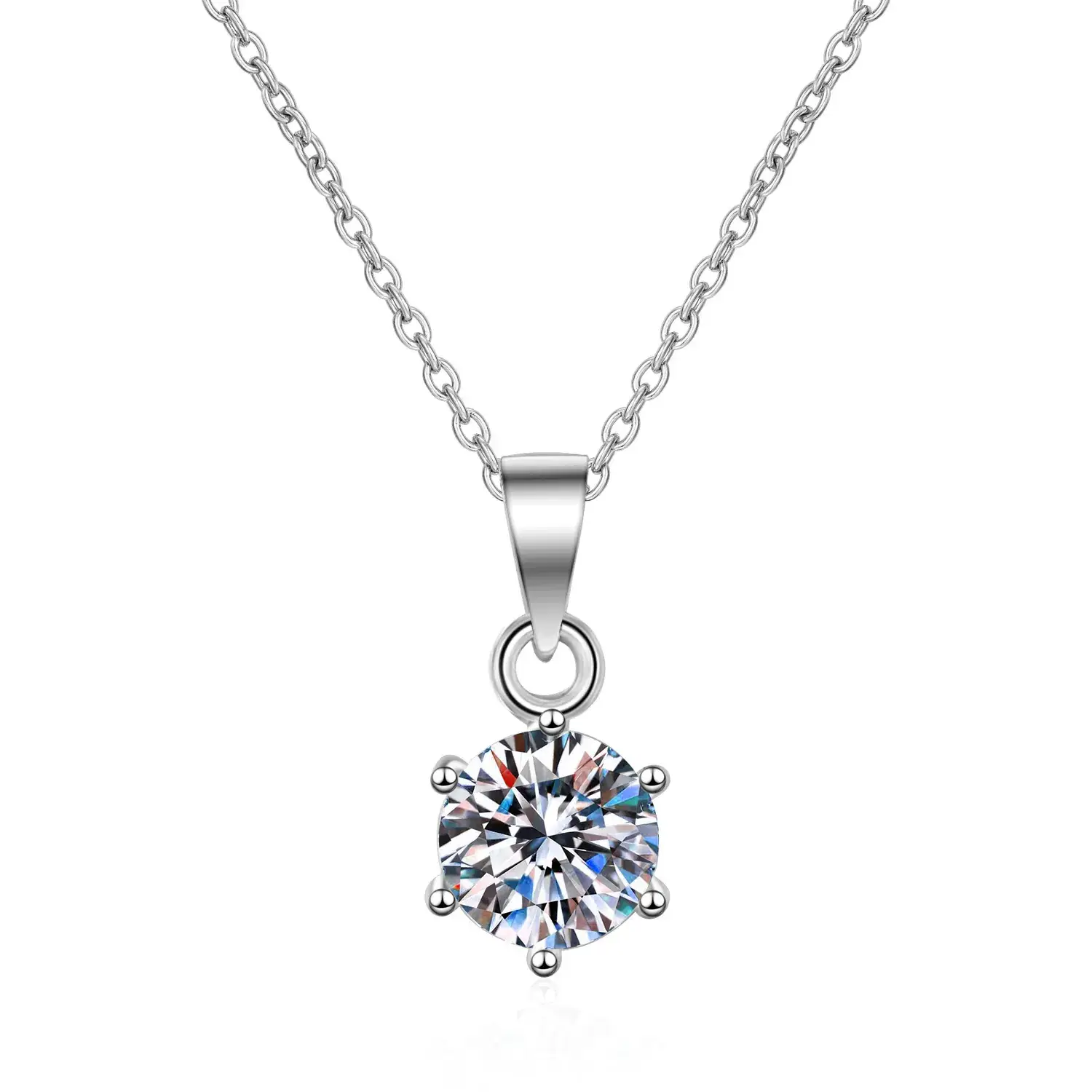 Korean Classic Zircon Pendant Necklace with 6 Claws - Image 5