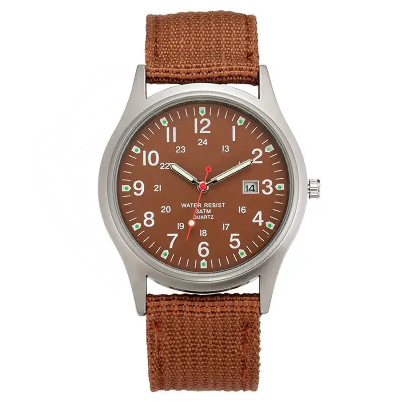 Men's Military Style Quartz Watch with Blue Nylon Strap