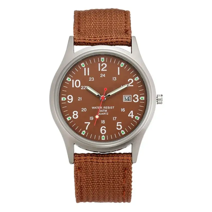 Men's Military Style Quartz Watch with Blue Nylon Strap