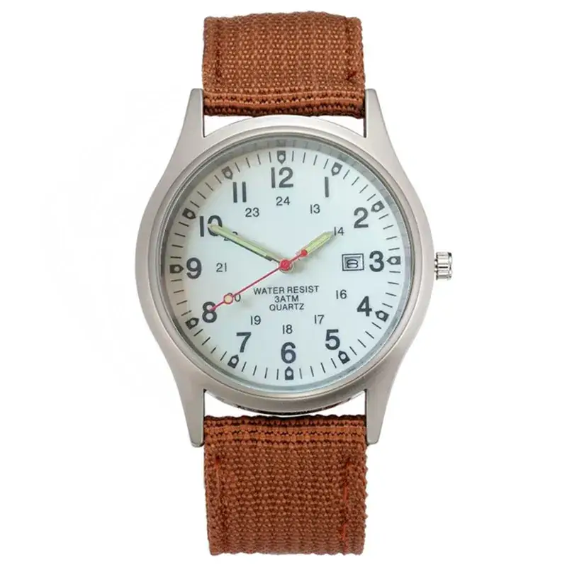 Men's Military Style Quartz Watch with Blue Nylon Strap