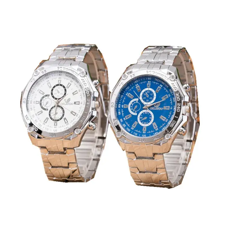 Couple Sports Watches White & Blue Stainless Steel Belt - Image 4