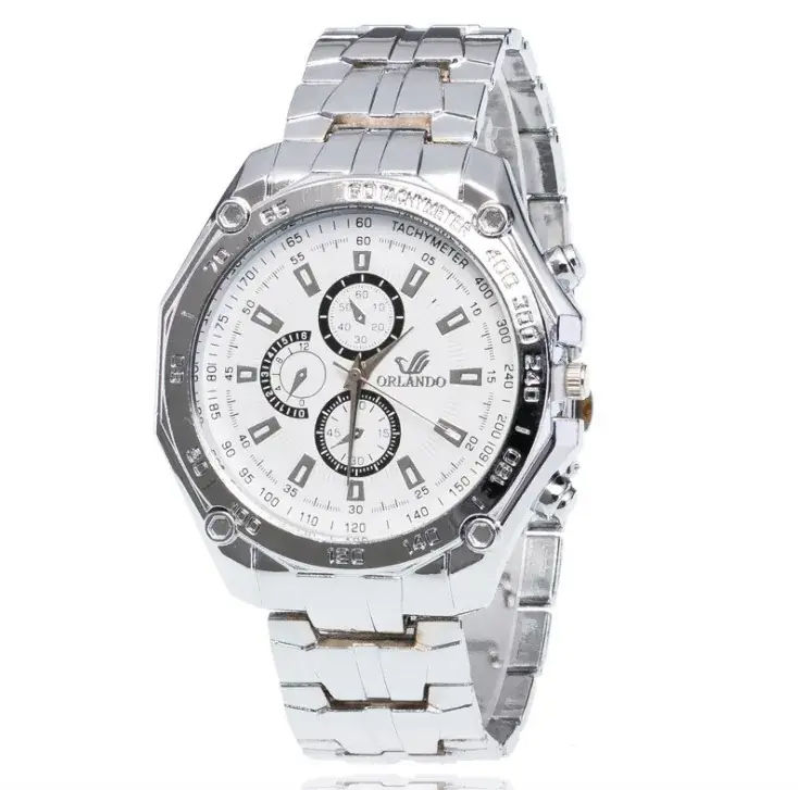 Couple Sports Watches White & Blue Stainless Steel Belt - Image 2