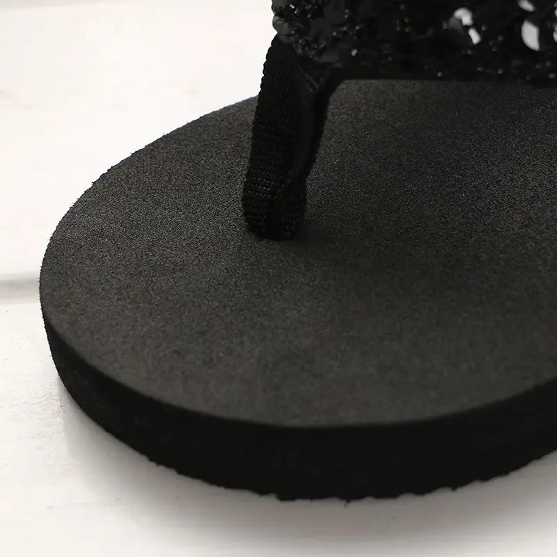 Women Wedge Flip Flops Summer Slippers Black