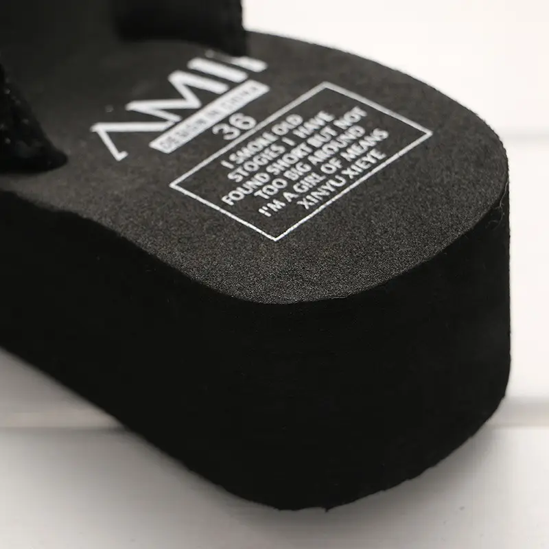 Women Wedge Flip Flops Summer Slippers Black