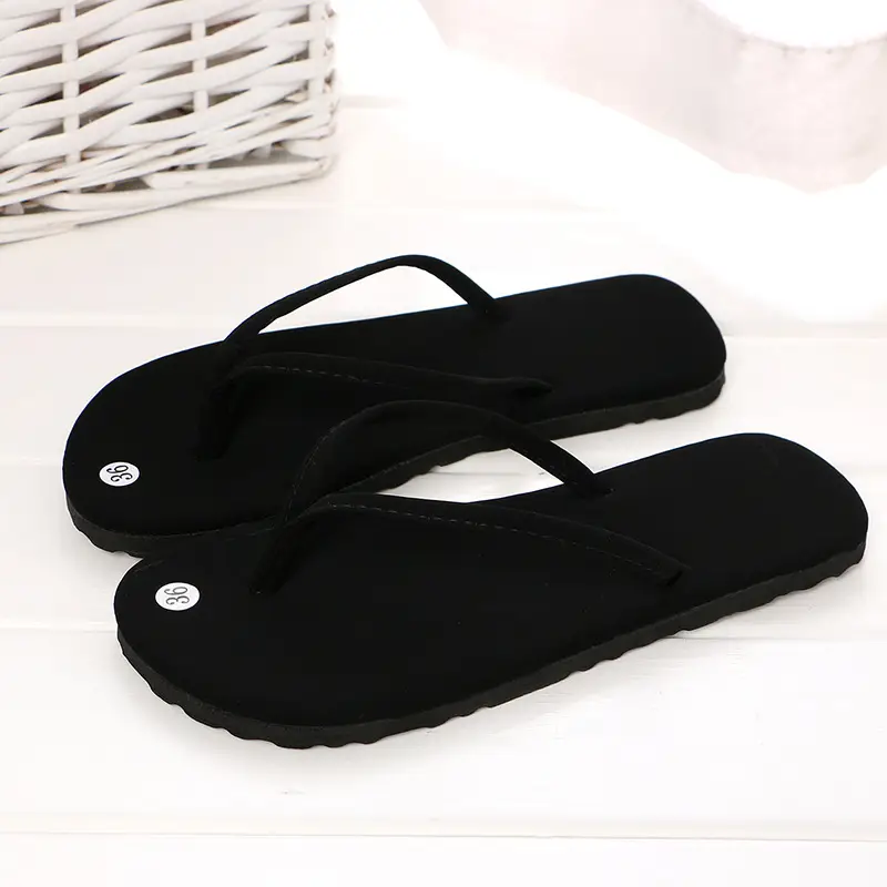 Women Wedge Flip Flops Summer Slippers Black