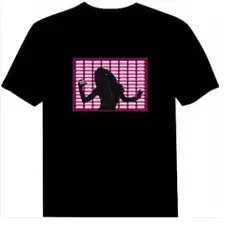 Black T-Shirt with Full Line EL Graphic Design - Image 2