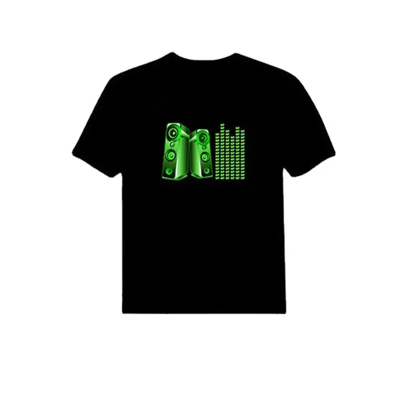 Black T-Shirt with Full Line EL Graphic Design - Image 6