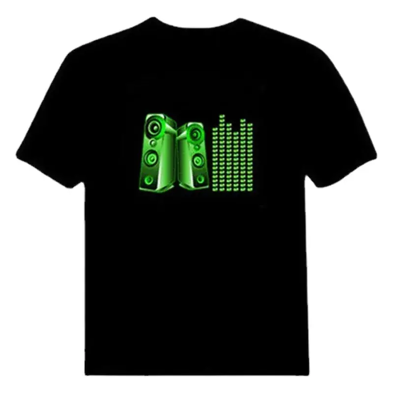 Black T-Shirt with Full Line EL Graphic Design