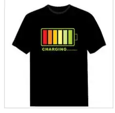 Black T-Shirt with Full Line EL Graphic Design - Image 3