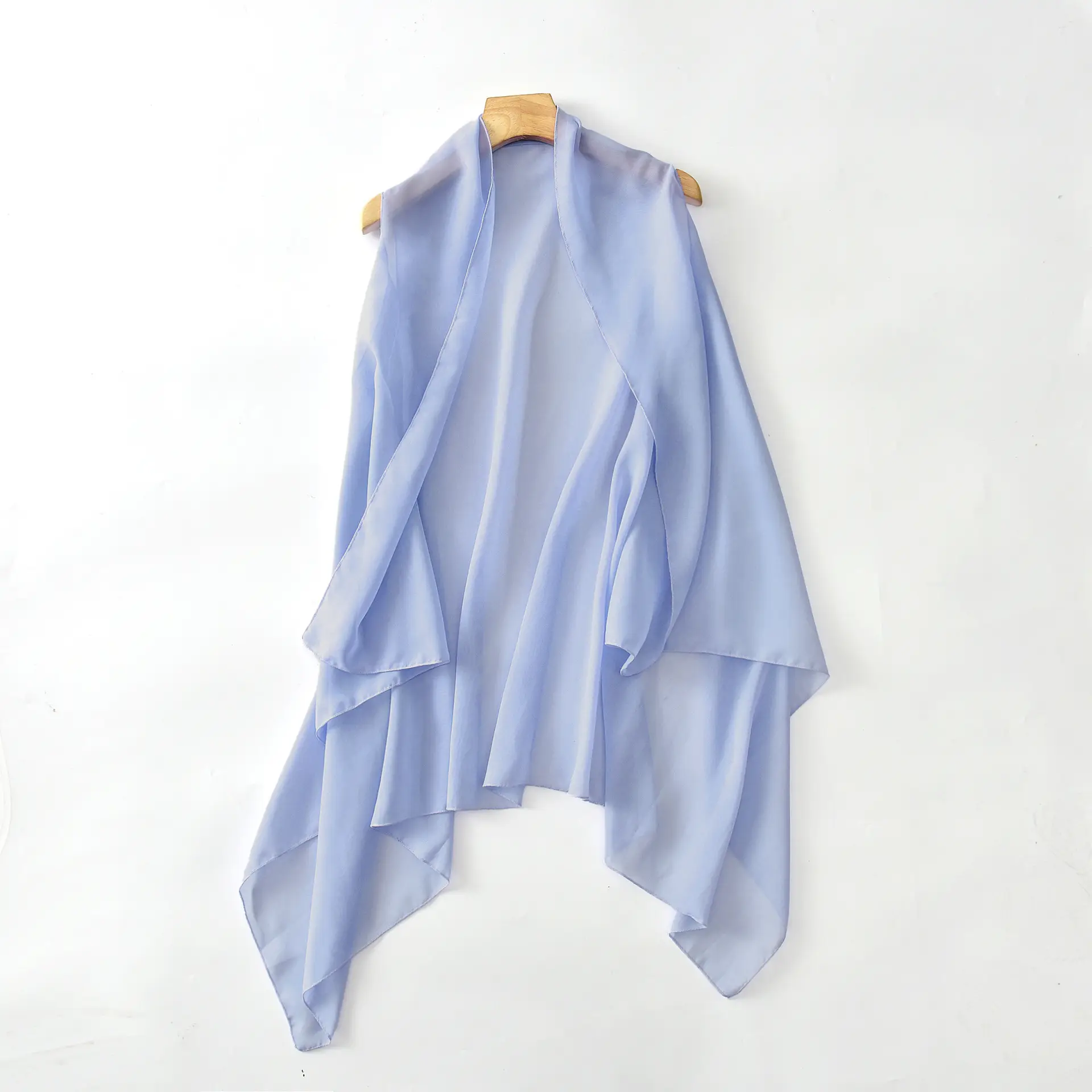 Light Blue Floral Chiffon Vest Sleeveless Cardigan