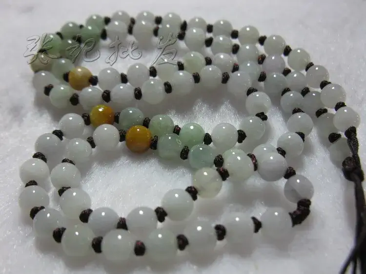 Jadeite Jade Beads Lanyard 6mm Round Handwoven Pendant — feature 1