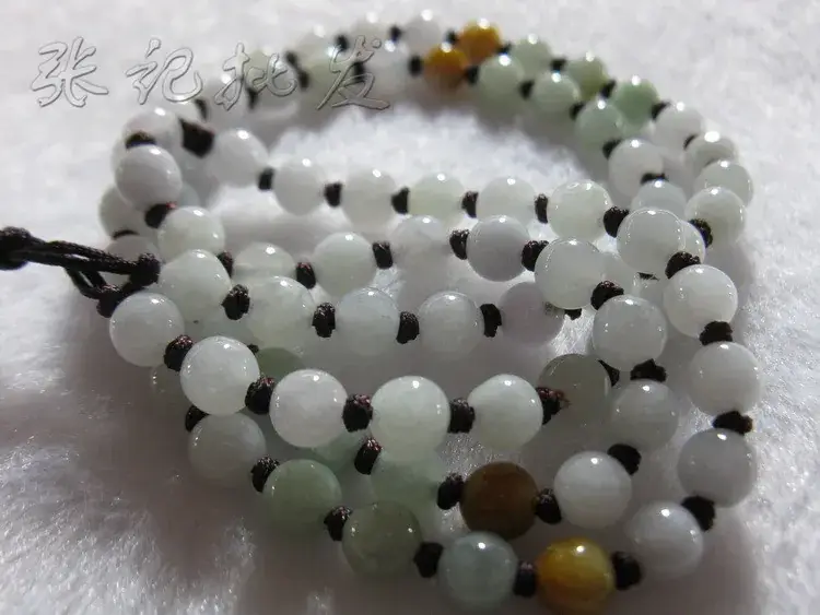 Jadeite Jade Beads Lanyard 6mm Round Handwoven Pendant — feature 2