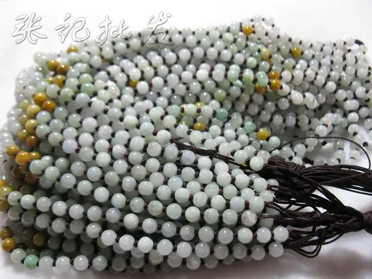 Jadeite Jade Beads Lanyard 6mm Round Handwoven Pendant — feature 3