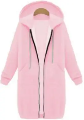Women Long Hooded Sweatshirt Olive Green Large - Image 5