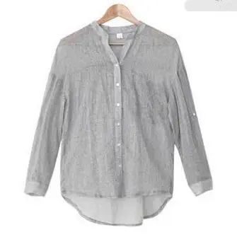 2021 Cotton Linen Sunscreen Shirt Light Green - Image 6