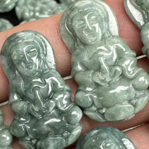 Natural Jade Guanyin Buddha Pendant Set of 4 - Image 4
