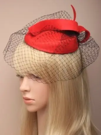 Red Mesh Banquet Ball Hair Cover for Women - Image 4