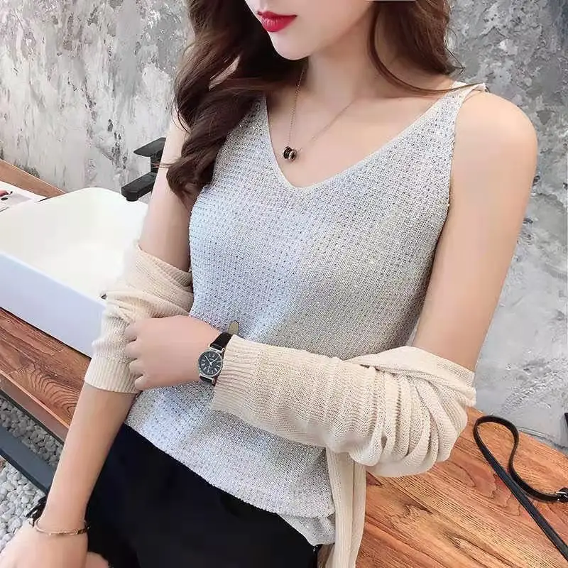 2025 Ice Silk Diamond Camisole Women Sleeveless V Neck - Image 24