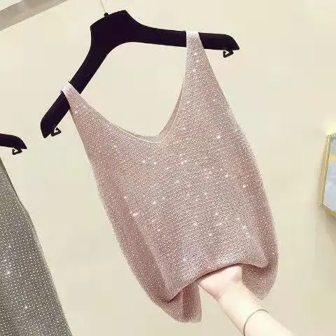 2025 Ice Silk Diamond Camisole Women Sleeveless V Neck - Image 13