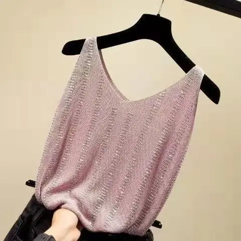 2025 Ice Silk Diamond Camisole Women Sleeveless V Neck - Image 19