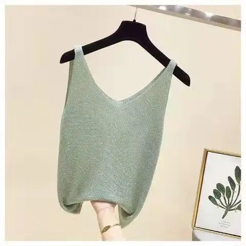 2025 Ice Silk Diamond Camisole Women Sleeveless V Neck - Image 4