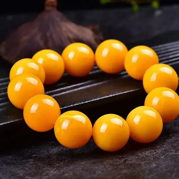 Buddha Beads Bracelet Yellow Round Float Salt Water - Image 2