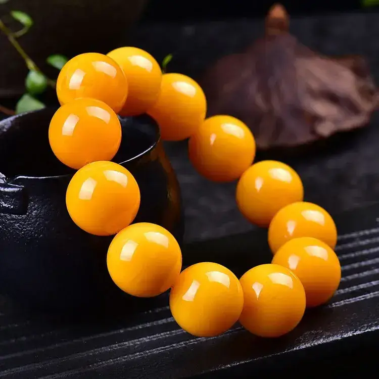 Buddha Beads Bracelet Yellow Round Float Salt Water - Image 3
