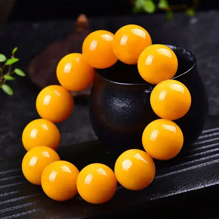 Buddha Beads Bracelet Yellow Round Float Salt Water - Image 4