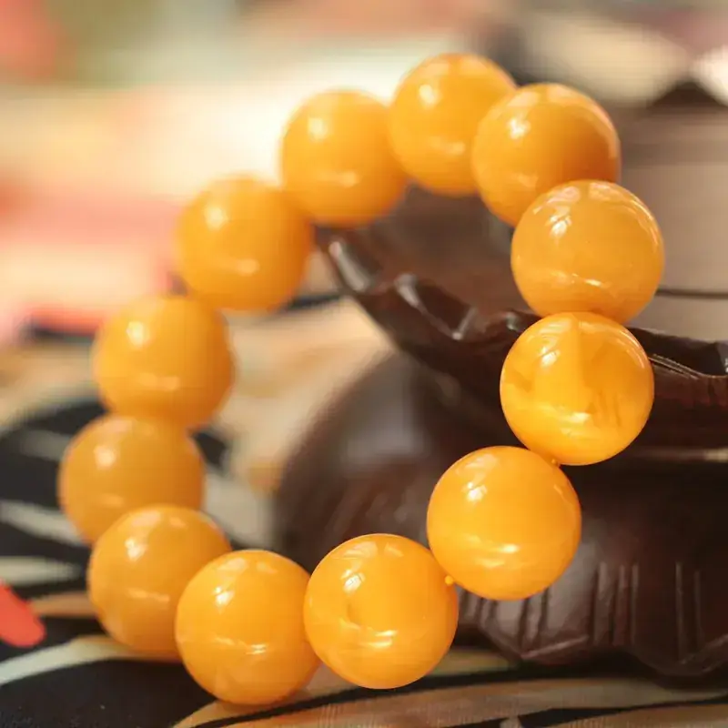 Buddha Beads Bracelet Yellow Round Float Salt Water - Image 5