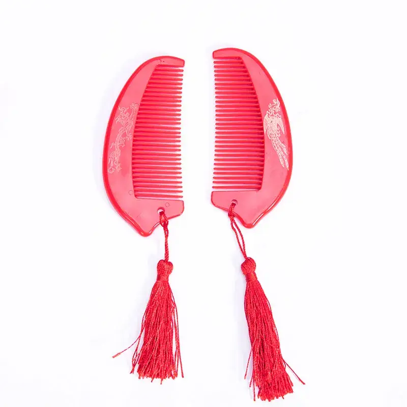 Red Wedding Bride Hair Comb Thickened Plastic - Image 5