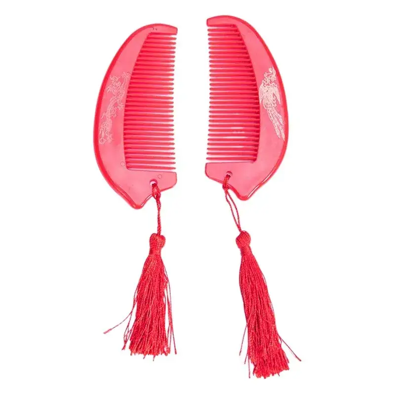 Red Wedding Bride Hair Comb Thickened Plastic