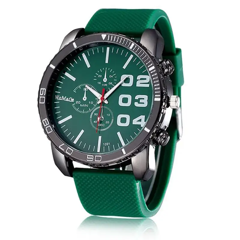Men's Green Silicone Strap Chronograph Watch - Image 2